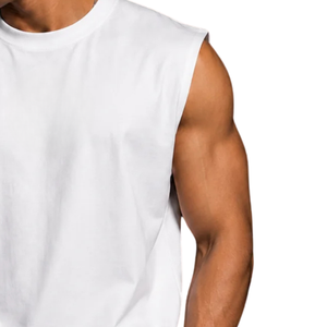 T-shirt graphique sans manches pour homme, col rond, emmanchures larges, imprimé au dos, coupe décontractée, style streetwear, vente en gros, personnalisable, tee-shirt muscle - Product Image 5