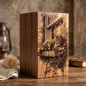 Personalized Wooden <b>Cat</b> <b>Urn</b> Laser Engraved Pet Memorial Box <b>Cat</b> Ashes Keepsake personalized wooden <b>cat</b> <b>urn</b> wooden <b>cat</b> <b>urn</b> <b>cat</b> - Product Image 5