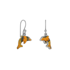 Premium High Finish 925 Sterling Silver <b>Bumble</b> <b>Bee</b> Dolphin Shape Dangle Hook <b>Earrings</b> Bezel Setting Natural 20mm Trendy Wedding - Product Image 1