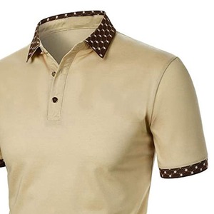 Camiseta de Manga Corta para Hombre, Personalizada, Beige, 100% Algodón Jersey, Transpirable, Corte Regular, Casual, con Cuello de Contraste - Product Image 3
