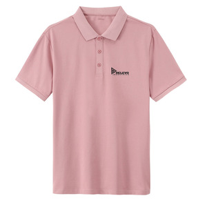 เสื้อเชิ้ตแขนสั้นสีชมพูสำหรับผู้ชาย ยี่ห้อ Golf Relevo Industries ผ้าฝ้าย ระบายอากาศได้ดี พิมพ์ลายโลโก้ด้านหน้า ทรงปกติ น้ำหนัก 320 กรัม - Product Image 1