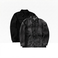 Vente en gros Nouvelle mode 2026 Veste en jean décontractée noire unie en coton délavé pour hommes Vestes en jean personnalisées pour hommes