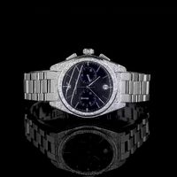 Reloj Mecánico de Lujo para Hombre, Marca de Prestigio, Caja de Acero Inoxidable de 40 mm, Esfera de Cristal, Movimiento Analógico ETA, Bisel con Diamantes Cultivados en Laboratorio, 100 Bares