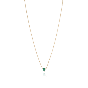 New Trendy Women 6x4 mm Pear Shape <b>Emerald</b> Single Stone <b>Pendant</b> Necklace For Girls 18K Original Yellow Gold Minimal Jewelry - Product Image 1