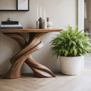 Mesa Consola Estrecha de Madera de Saman Natural, Hecha a Mano, Ecológica y Duradera, Decoración para el Hogar, Hecha en Vietnam, Marca Luxali - Product Image 3