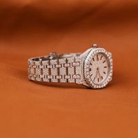 Montre en Moissanite Scintillante, Couleur Argent E, Coupe Ronde Brillante, VS1, Entièrement Pavée, Faite à la Main, Bijou Hip Hop, Montre-Bracelet
