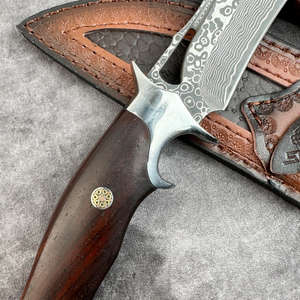 Cuchillo de Supervivencia para Caza al Aire Libre, de Alta Dureza, Afilado y Duradero, Hoja de Acero de Damasco, Mango de Madera, OEM, Multifuncional, para Camping y Frutas - Product Image 2