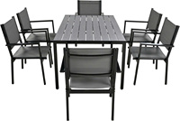 Ensemble de table à manger d'extérieur en aluminium avec 6 chaises imperméables pour jardin, patio, balcon, terrasse ou arrière-cour pour hôtels