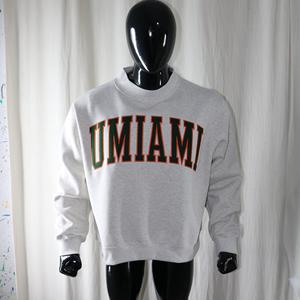 Sudadera UMIAMI ASH GREY con cuello alto, 100% verde cazador, con apliques bordados, cuello ancho, info.clushsports - Product Image 1