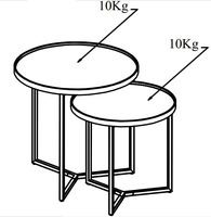 Ensemble de 2 tables basses en métal pour usage intérieur, design moderne avec revêtement en poudre, garantie 1 an, pour salon, usine de meubles OEM/ODM