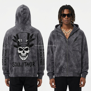 Sweat à capuche de luxe 500 GSM ultra lourd pour homme, motif aile, en coton vierge, coupe ample personnalisée, style urbain streetwear, pull style britannique - Product Image 2