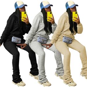 Nouveautés Hiver Femmes Casual 2pc Jogger Pull Hoodies Épais Survêtement Pantalon Ensemble 100% Coton Deux Pièces Pantalon Ensembles - Product Image 1