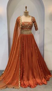 Elegant Sage Green Modal Formal <b>Lehenga</b> Choli Embroidery Net Dupatta Wedding Occasion <b>Women</b> Traditional Indian/Pakistani Wear - Product Image 4