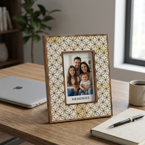 Luxury Bone Inlay <b>Photo</b> <b>Frame</b> 4x6 Inch |Handcrafted Carving Design Decorative Picture <b>Frame</b> for Tabletop, Office Desk & Gift Use - Product Image 1