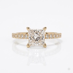 Anillo de Compromiso Solitario de Oro de 14K VBSR-162, Anillo de Eternidad con Diamante Cultivado en Laboratorio, Corte Princesa, 1.32CT, Anillo de Boda Trenzado para Mujer - Product Image 3