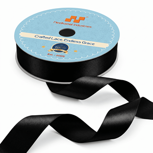 Supplier 25mm Black Double Face Satin <b>Ribbon</b> Spool for Luxury Packaging Bridal Styling Gift Boxes Floral Decor Hair Accessories - Product Image 3