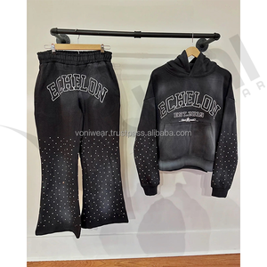 Survêtement d'hiver personnalisé grande taille, design en strass délavé à l'acide, style urbain unique, effet soleil éclairé et vieilli, couleur unie, pour la maternité - Product Image 5