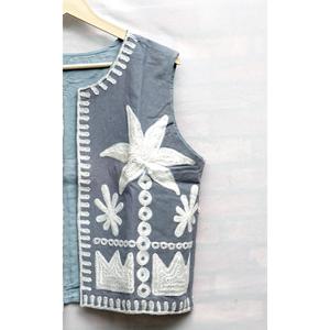 High Quality WOODEN BLOCK CRAFT INDIA Cotton Woven <b>Vest</b> Suzani Embroidered Quilted Boho Hippie Indian Unisex <b>Winter</b> Jacket Coat - Product Image 4