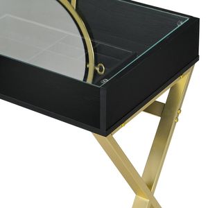 Coleen Black and Gold Finish Makeup Vanity Desk with <b>Mirror</b> and Jewelry <b>Tray</b> - Product Image 4