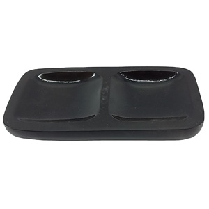 Plateau de service moderne en bois noir à 2 compartiments – Plat rectangulaire divisé pour collations, sauces et fruits secs pour la cuisine, la table à manger - Product Image 1