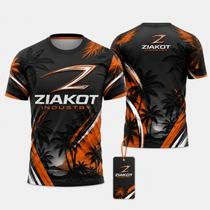 Camiseta Deportiva ZIAKOT INDUSTRY para Hombre, Sublimada, Degradado Rojo Beige Negro, Secado Rápido, Manga Corta, Cuello Redondo, para Adultos - Product Image 3