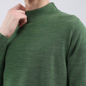 T-shirt pour homme de qualité supérieure, col montant côtelé, surdimensionné, automne, 100% coton, écologique - Product Image 1