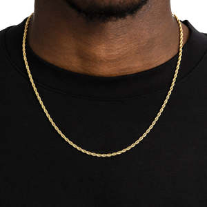 3MM Gold <b>Rope</b> <b>Chain</b> Necklace 925 Sterling Silver 18K Gold Plated Twisted <b>Rope</b> <b>Chain</b> For Men Women - Product Image 3