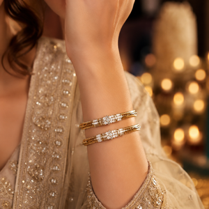 Royal Bridal 22K Solid Gold Zircon Classic Kada <b>Bangle</b> Bracelet <b>Set</b> with 916 Hall Mark for Women Engagement Party Jewelry - Product Image 1