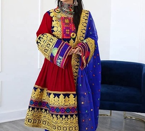 Vestido bordado a mano Afghani, ropa tradicional de Pashtun Afghani, Color rojo, cultura afgana, hecho a mano - Product Image 5