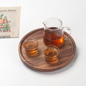 Handcrafted Round Acacia <b>Wood</b> Platter <b>for</b> Serving <b>Tea</b> Coffee Snacks Hot Meals or Food Use on Dining Table or Kitchen Countertop - Product Image 4