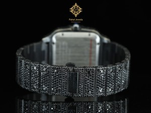 Montre mécanique automatique de luxe Pahal Jewels, boîtier rectangulaire, acier inoxydable, cadran noir, chiffres romains, cristal saphir - Product Image 5