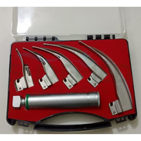 Kit chirurgical de laryngoscope à fibre optique Macintosh avec 5 lames en acier inoxydable pour intubation manuelle des voies respiratoires, usage médical ORL