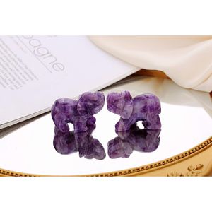 Estatua Decorativa de Elefante Adorable, Cristales Curativos de Amatista, Figuritas de Bolsillo, Decoraciones de Cristal para Rellenos de Calcetines, Gema - Product Image 2