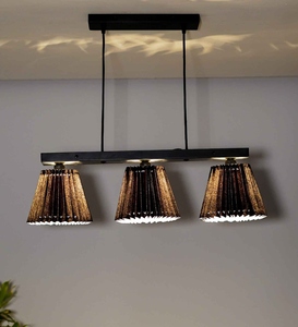 Lámpara de Techo Colgante Moderna con Pantalla de Tela Negra, Estilo Lineal Contemporáneo - Product Image 3