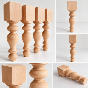 Pieds décoratifs en bois de haute qualité, style « bun and spindle », pour meubles rembourrés et armoires de rangement - Product Image 6