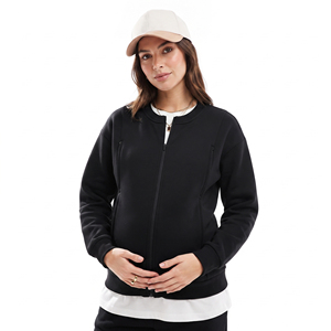 <b>Nursing</b> Breastfeeding Jackets Ladies 100% Cotton Fleece Maternity Bomber Jacket Women's Crew Neck <b>Nursing</b> Maternity Jackets - Product Image 1