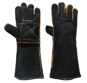Guantes de trabajo de seguridad resistentes al calor, de cuero, largos, de buena calidad, a bajo precio, personalizados, venta al por mayor - Product Image 4