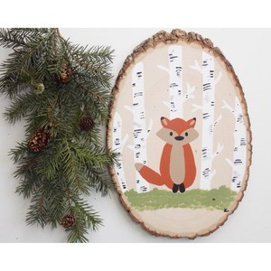 Hand-Painted MDF <b>Wood</b> <b>Slice</b> Fox Wall Art | Wholesale Wooden Animal Dcor - Product Image 1