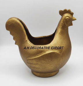 Cubo para Hielo en Forma de Gallina, Negro Mate, Moderno y Único, de Aluminio, para Servir Bebidas en la Mesa, con Diseño Floral, para un Hogar Minimalista - Product Image 3