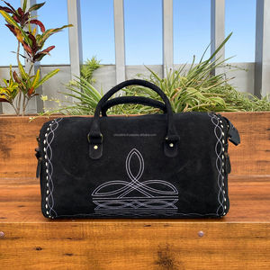 Custom Boot Stitch Suede Leather Travel Duffel <b>Genuine</b> Leather Weekender Overnight Bag Large Capacity Carry on Bags for Unisex - Product Image 2