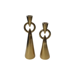 Support de bougie décoratif en métal doré, anneau rond, pour bougies coniques, centre de table, décorations - Product Image 1