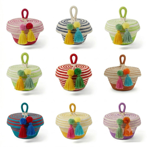 Modern Cotton <b>Box</b> Gergean Ramadan Gift Basket Handmade Cotton <b>Storage</b> Basket with Lid Factory Exporter - Product Image 1