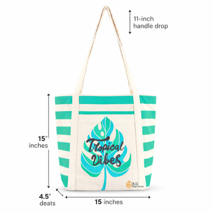 Bolsa de Lona de Gran Capacidad con Diseño Tropical |   Bolsa de Playa, Compras y Viaje Ecológica y Duradera para Mujer, Elegante y Casual - Product Image 5