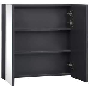 Anthracite MDF Bathroom Cabinet with LED <b>Mirror</b> Melamine Finish and Medium Glass Front - Product Image 5