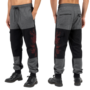Pantalones de Lujo para Hombre, Diseño Contemporáneo, en Titanio Fusionado, con Estampado Mixto y Bordado en Algodón Pesado - Product Image 2