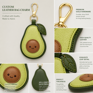 Handmade 3D Avocado Leather Bag Charm for Summer Handbag Decoration - Product Image 2