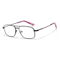 Lunettes rectangulaires en acier inoxydable pour hommes 55 mm, montures optiques métalliques à double pont pour distributeurs et marques privées