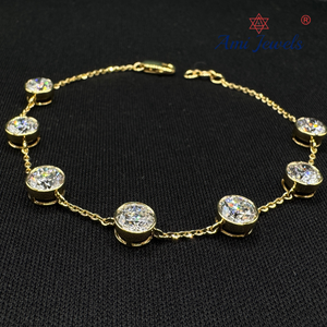 Magnifique bracelet en diamant rond de 5,37 carats cultivé en laboratoire, en or jaune 14 carats pour femmes - Product Image 1