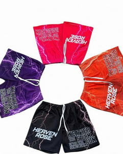 Men Lightning Print <b>Mesh</b> Gym Shorts Breathable Polyester Athletic Streetwear Pump Cover Workout Shorts Custom Logo OEM - Product Image 3