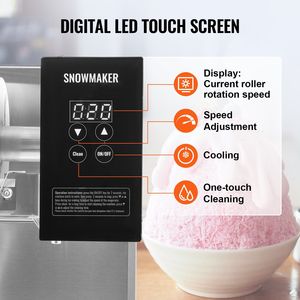 Machine à glace pilée électrique professionnelle en acier inoxydable 276 LBS/24H pour flocons de neige et cônes de neige - Product Image 4